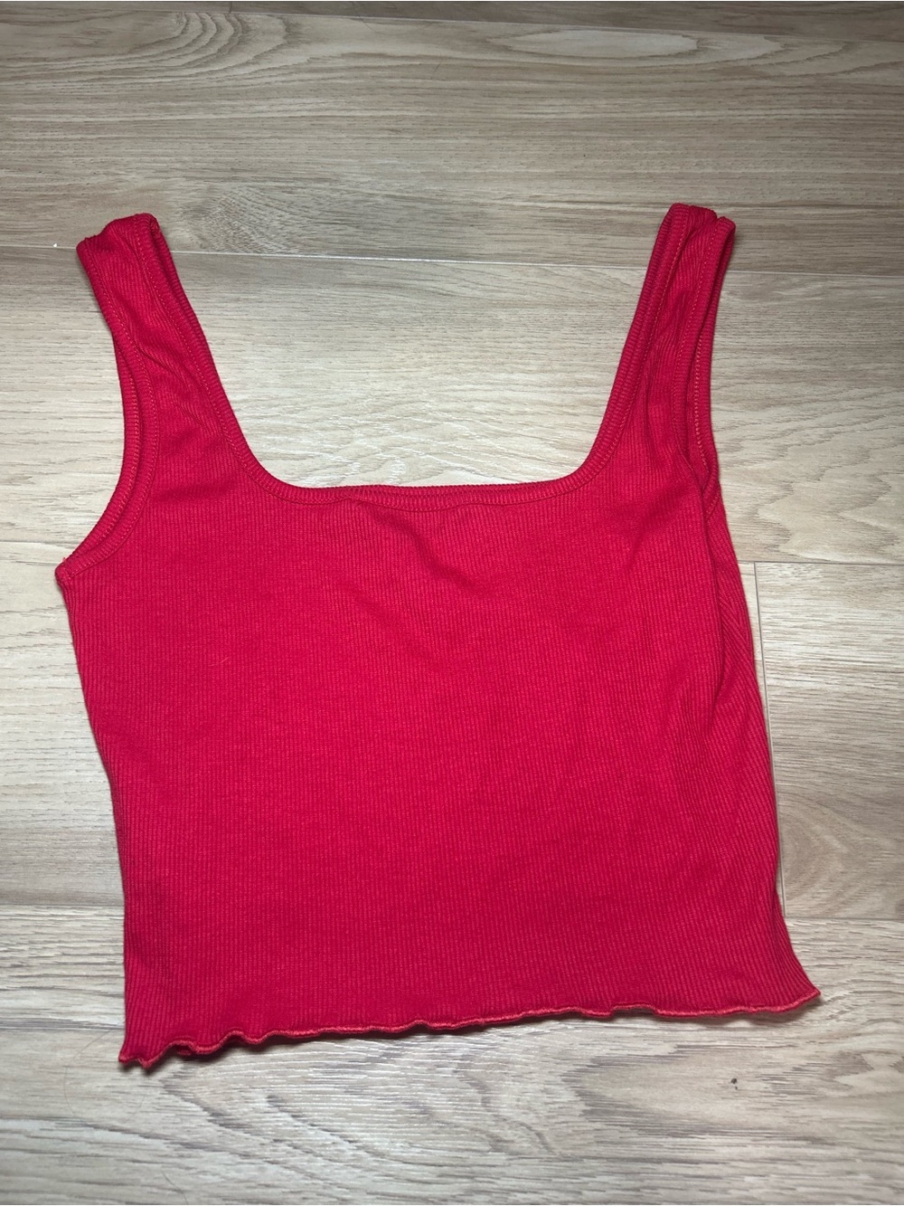 SHEIN Red Ribbed Square-Neck Crop Top - Picture 4 of 4